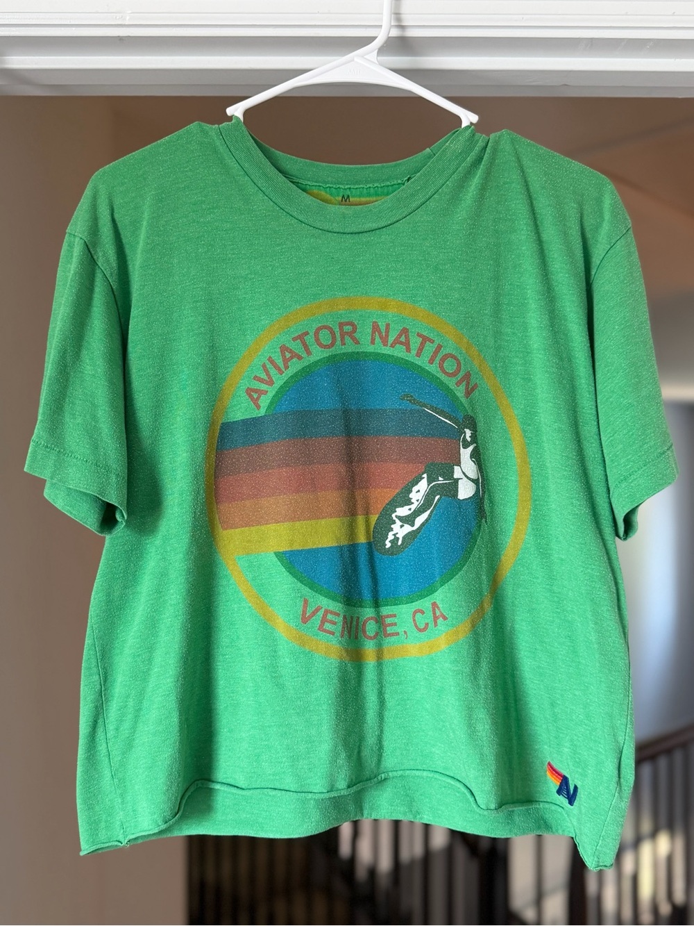 Aviator Nation Venice Surf Graphic Crop Tee Green M
